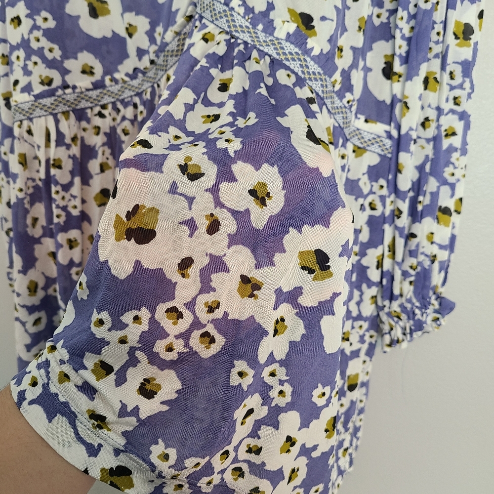 Free People Lavendar Love Letter Floral Flowy Hi-Lo Tunic Blouse - Picture 9 of 16